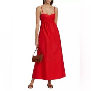FARM RIO RED COTTON MAXI DRESS SIZE XS